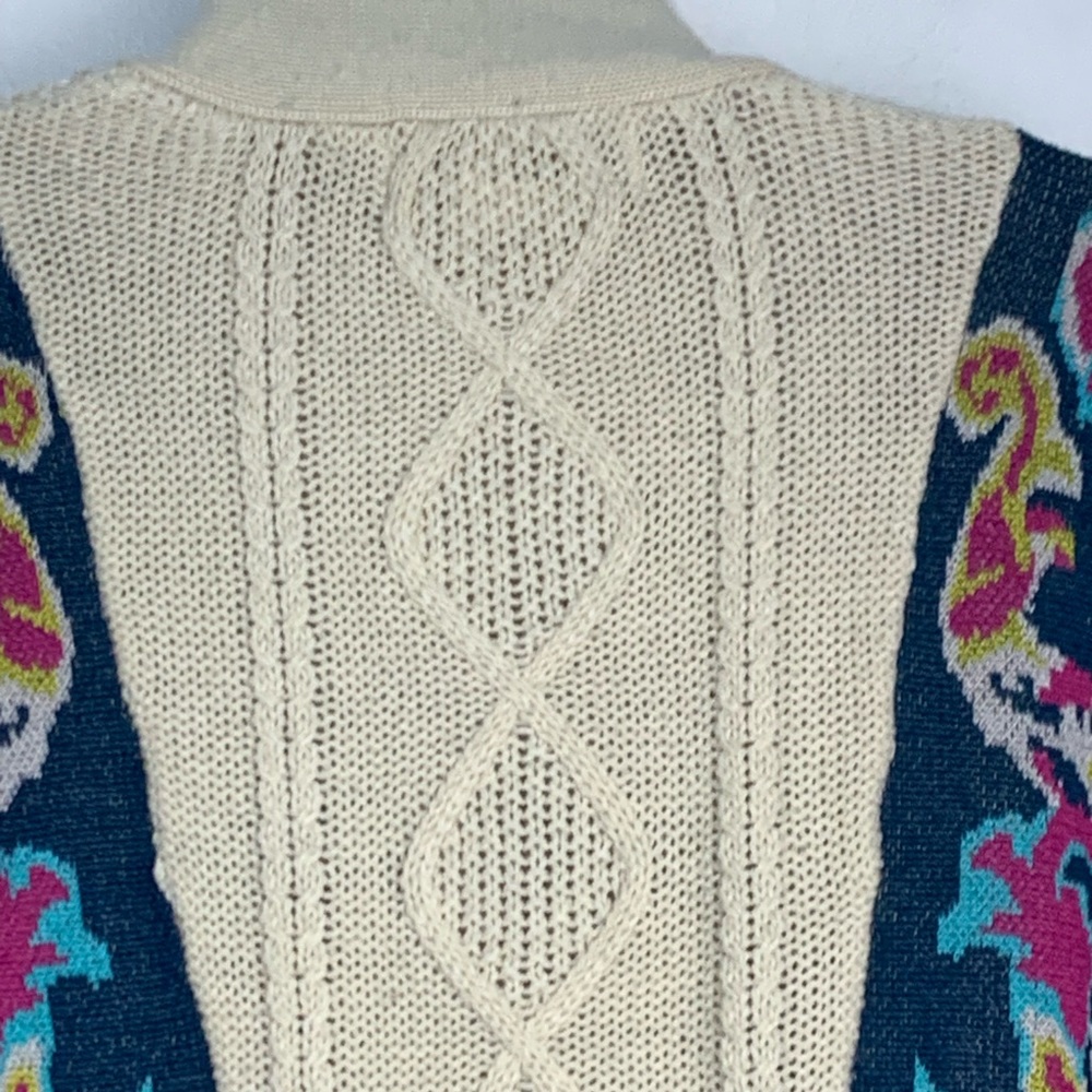 Flying‎ Tomato cable knit floral cardigan sweater sz M - Picture 8 of 11